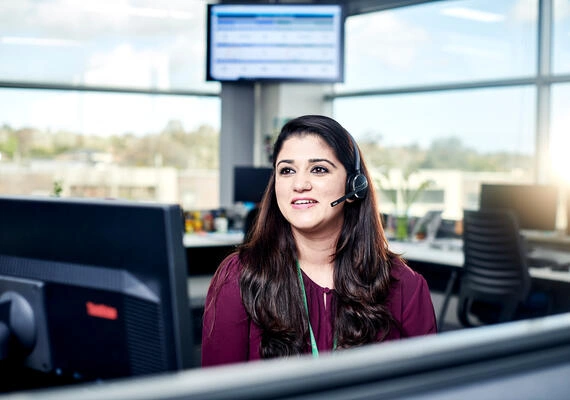 Student adviser wearing a headset