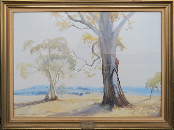 Ronald E Bull, Untitled (View of the Dandenongs) 1976, watercolour on paper