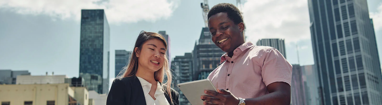 Two Deakin engineering students in the city.