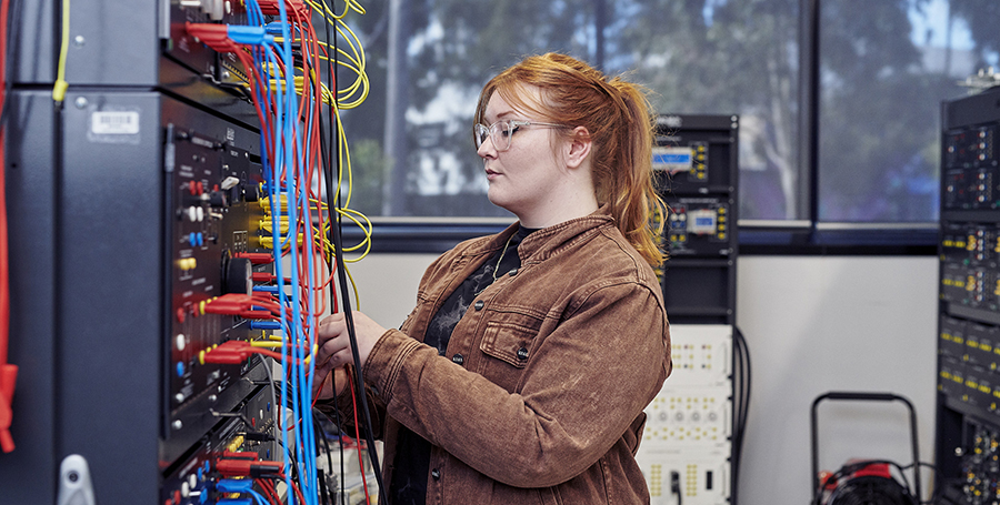 Deakin student working on the on campus energy grid.