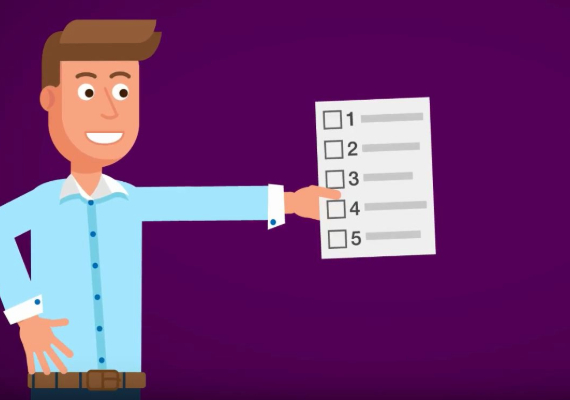 Animated man in a video about professional practise degrees.