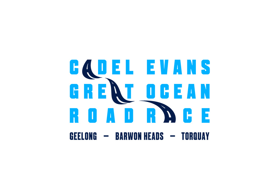 Cadel Evans Great Ocean Road Race text logo in blue with a road weaving between the words.