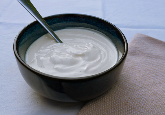 Single bowl of natural yoghurt