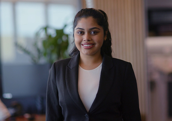 Swathika standing in Deakin's moot court