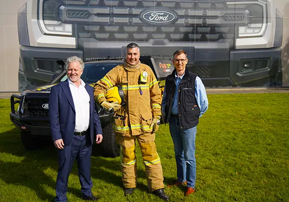 Project FireTrak vehicle and Deakin staff