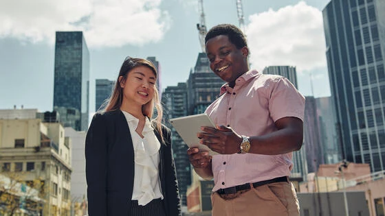 Two Deakin engineering students in the city.
