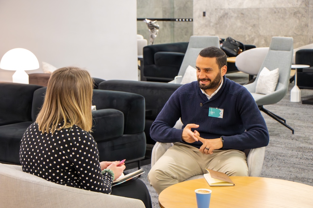 Health career mentors chatting