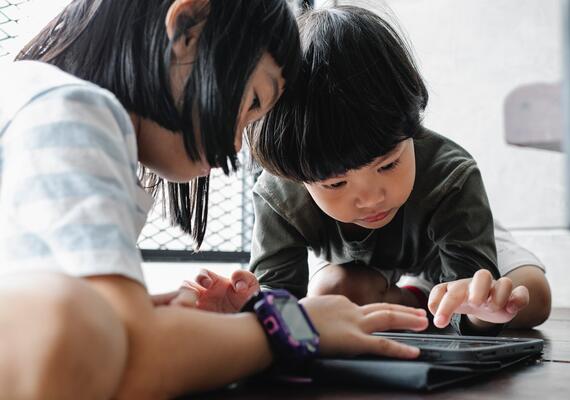A child using a computer.