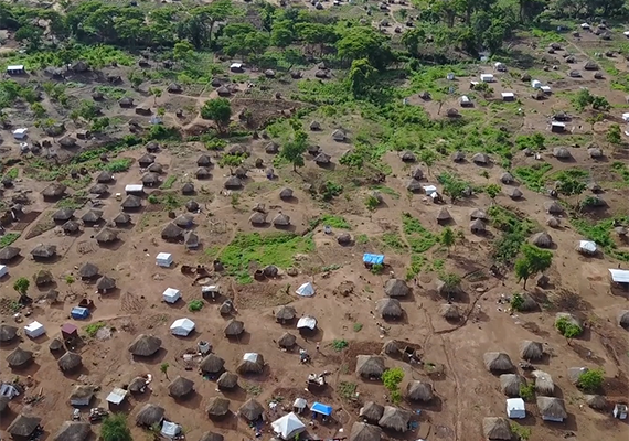 aerial shot of an Africian village 