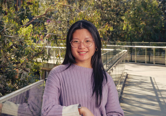 Student smiling outdoors