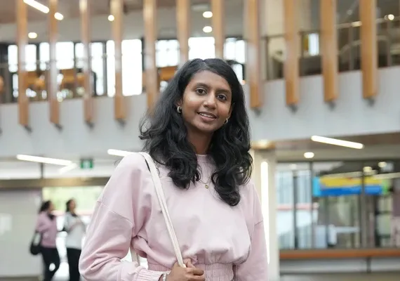 Bachelor of Early Childhood Education student Sanyumi stands facing camera
