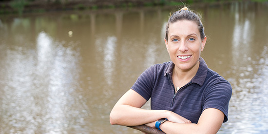 Person standing in river