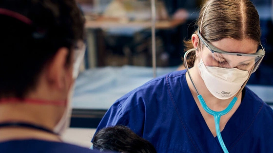 Postgraduate nursing students in simulation labs.