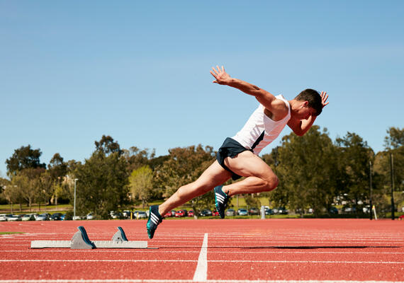 Athlete on running track