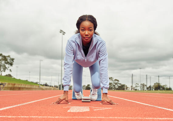 Runner ready on the sports track