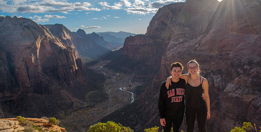 Deakin student Ryan Twycross in Zion national park.
