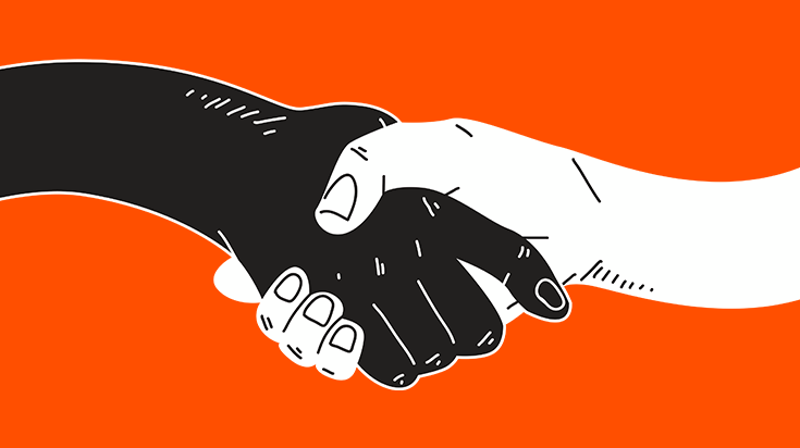 Illustrated holding hands