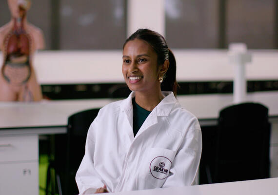 Milni is in a Deakin biomedical science lab