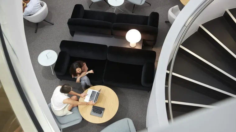Students talking to each other.