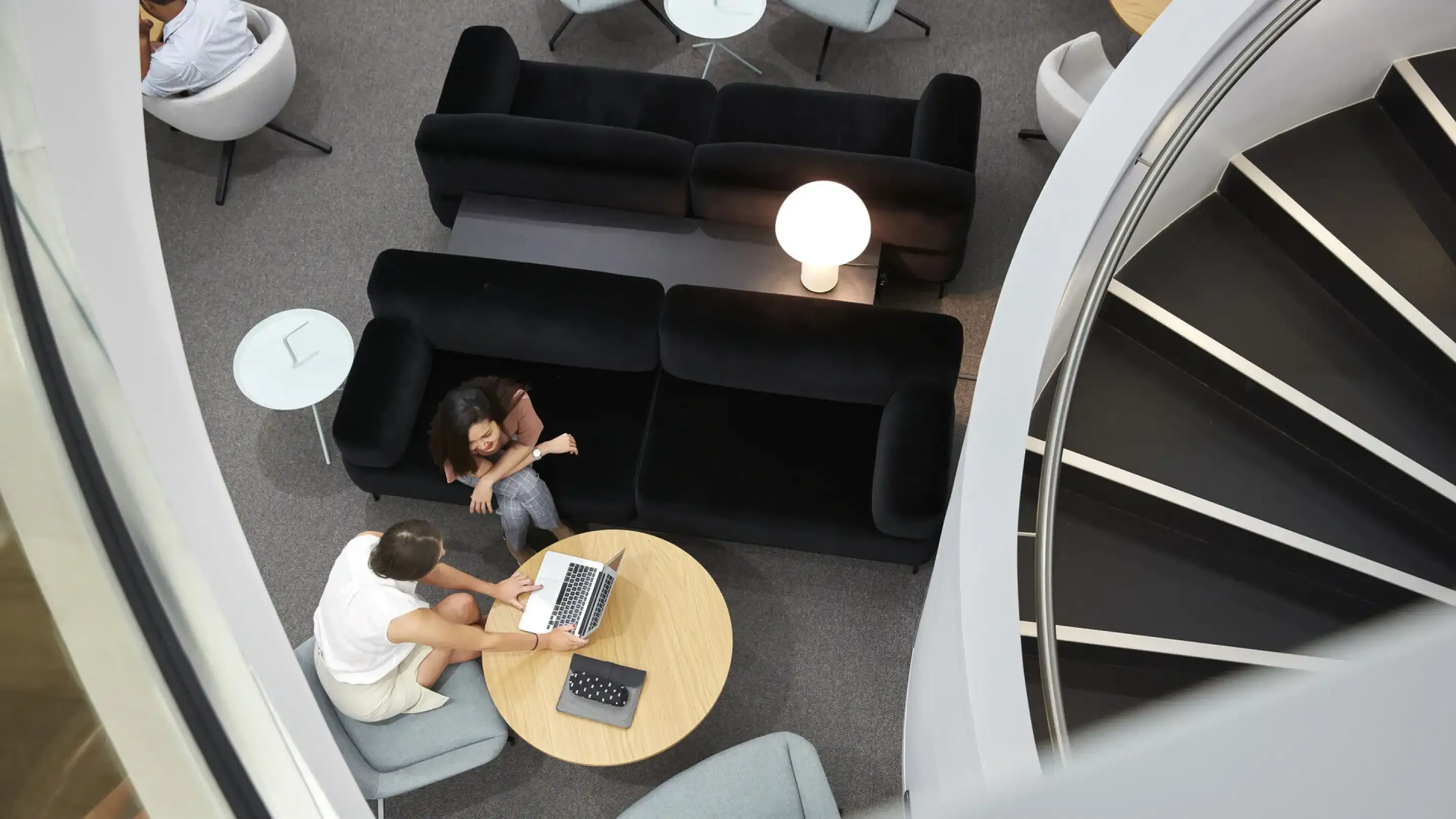 Students talking to each other.