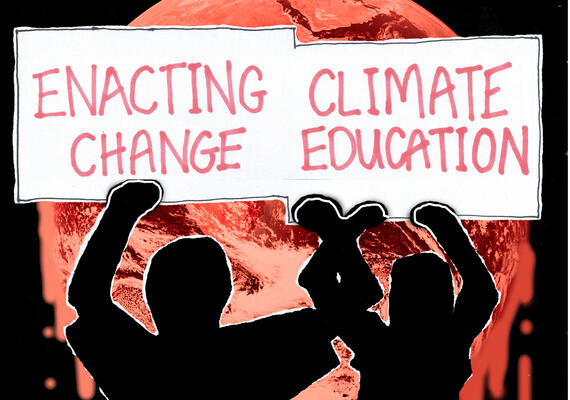 Enacting climate change protest sign