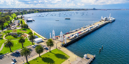 An aerial view of the Geelong pier