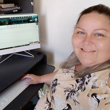 Donna at her desk