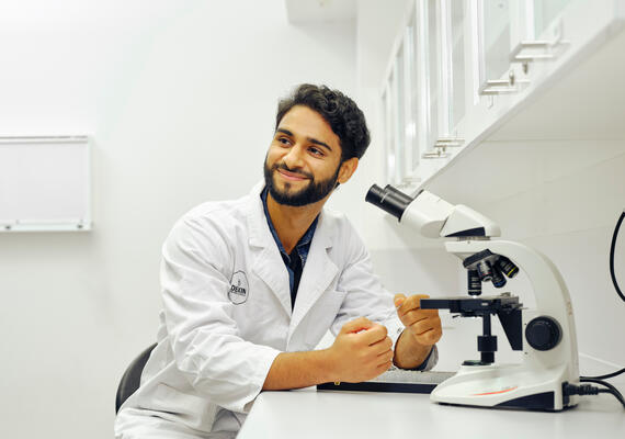 A research with a microscope