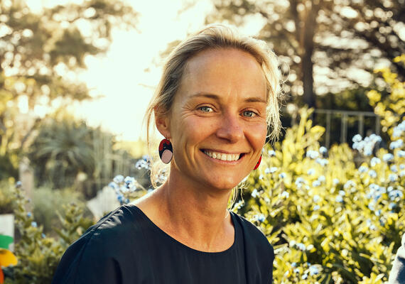 Researcher Kathryn Backholer in the garden at IHT.