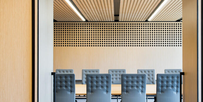 Empty chairs in a meeting room of the Melbourne Downtown Corporate Centre.