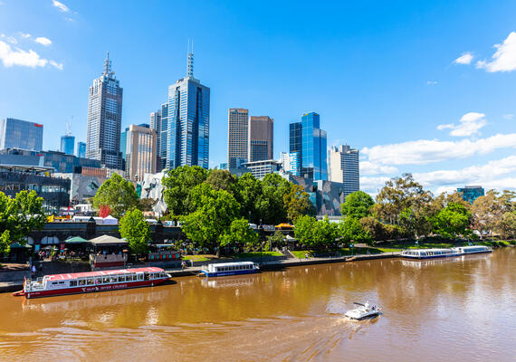 The Melbourne skyline and Yarra River