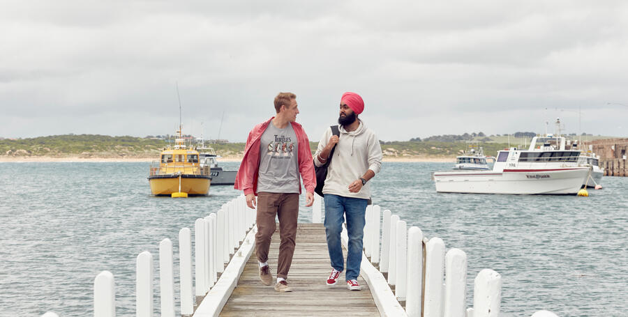 Deakin students on the pier in Warrnambool