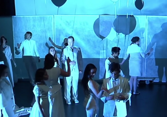 Deakin theatre students performing on stage at the Burwood campus performance studios.