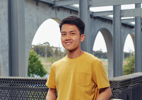 Deakin student Chern Han Voon on the Geelong Waurn Ponds Campus