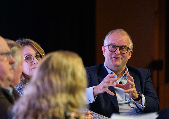 Vice-Chancellor Professor Iain Martin speaking at the 2025 AFR Higher Education Summit in Sydney.