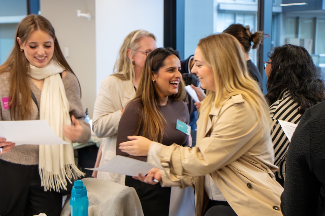 Health career mentors in a room