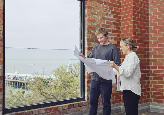 Architecture students at Deakin's Geelong Waterfront Campus.