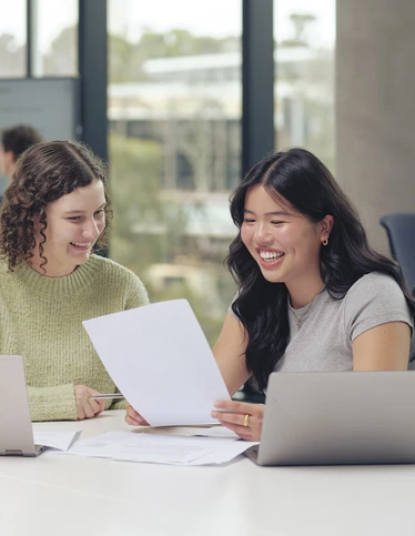 Students studying on the Burwood Campus.