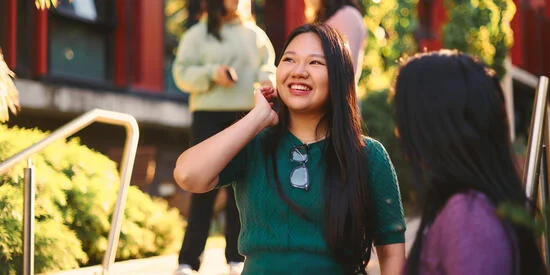 International students walking on Burwood campus