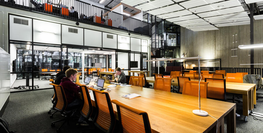 Students studying quietly in the cadet lab