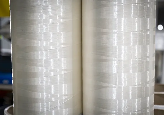Filament being wound onto a spool