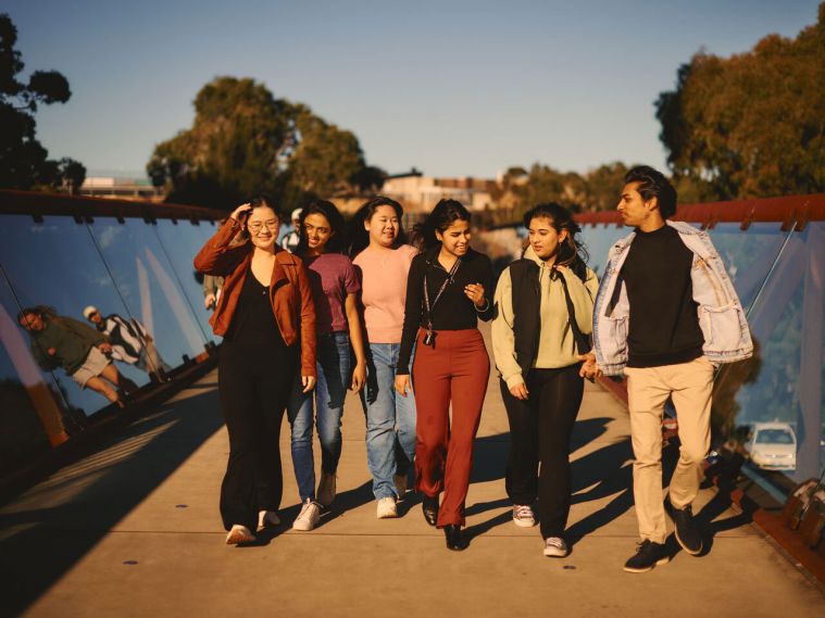 International students walking together at Burwood Campus