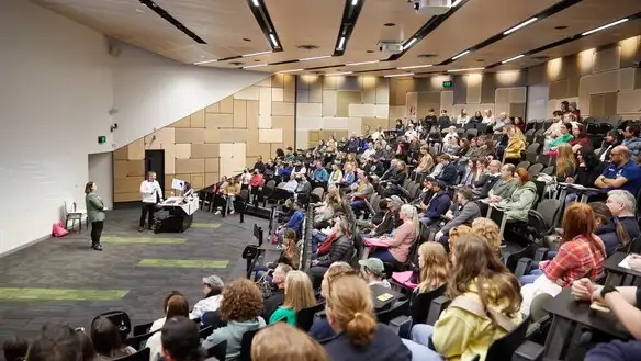 Students attending an info session at Waurn Ponds Open Day.