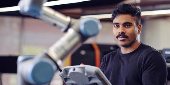 Student in an information technology lab