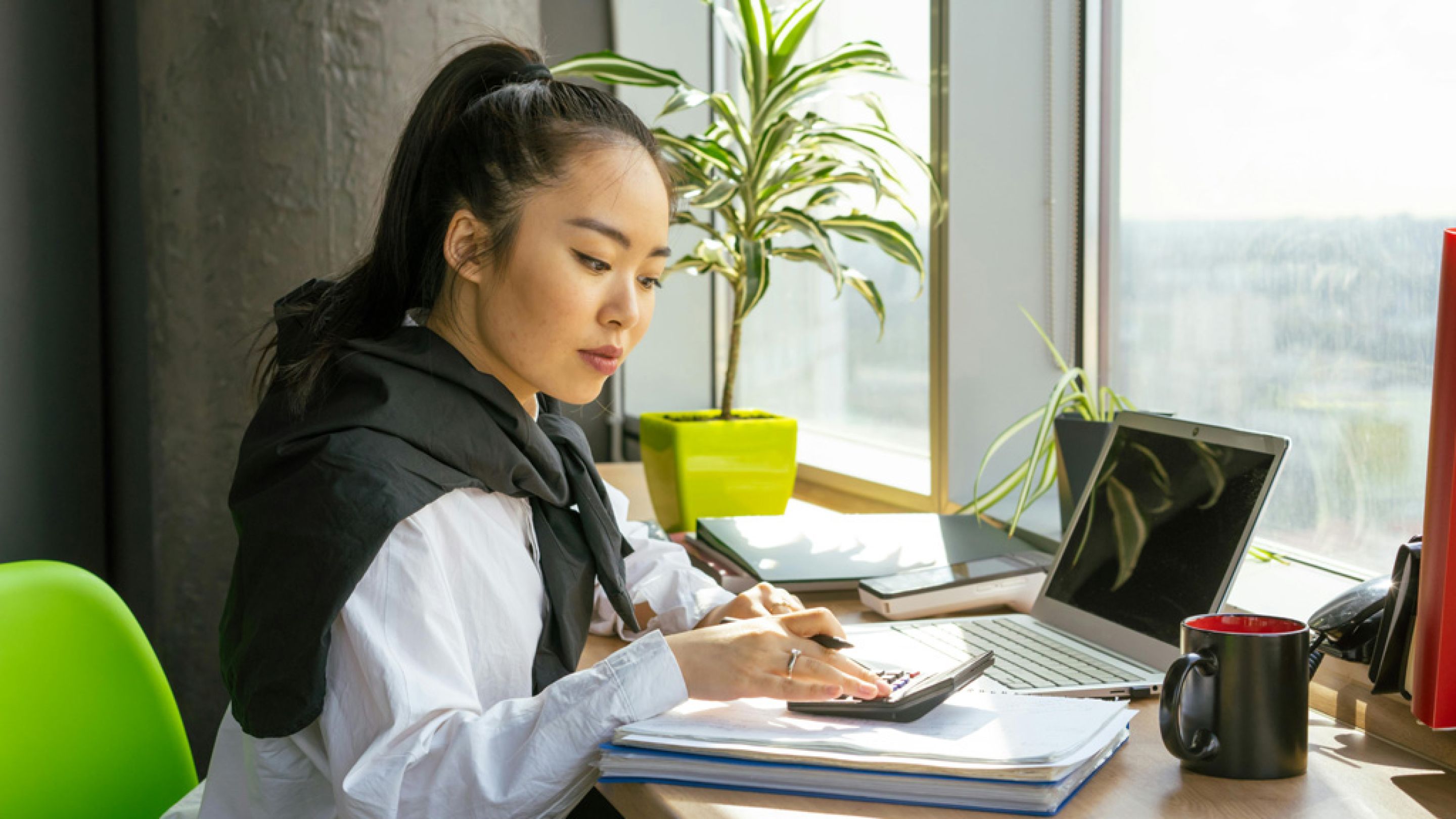Student working at desk