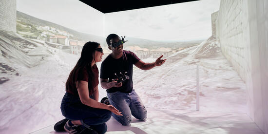 IT students in VR Cave