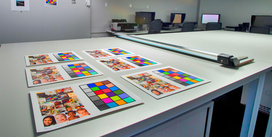 Works by Deakin design students on a table