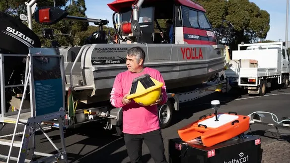 A Deakin staff member demonstrating at the Warrnambool campus open day.