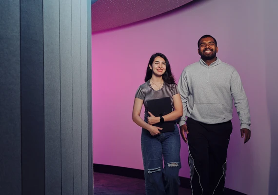 Two students walking
