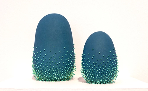 Lucie Billingsley, Spores in Moonlight, porcelain, glass beads and nylon, 23 x 30 x 30cm, Winner of the Emerging Sculptors Award in the 2026 Deakin University Contemporary Small Sculpture Award. Image © and courtesy of the artist. Photo by Fiona Hamilton.